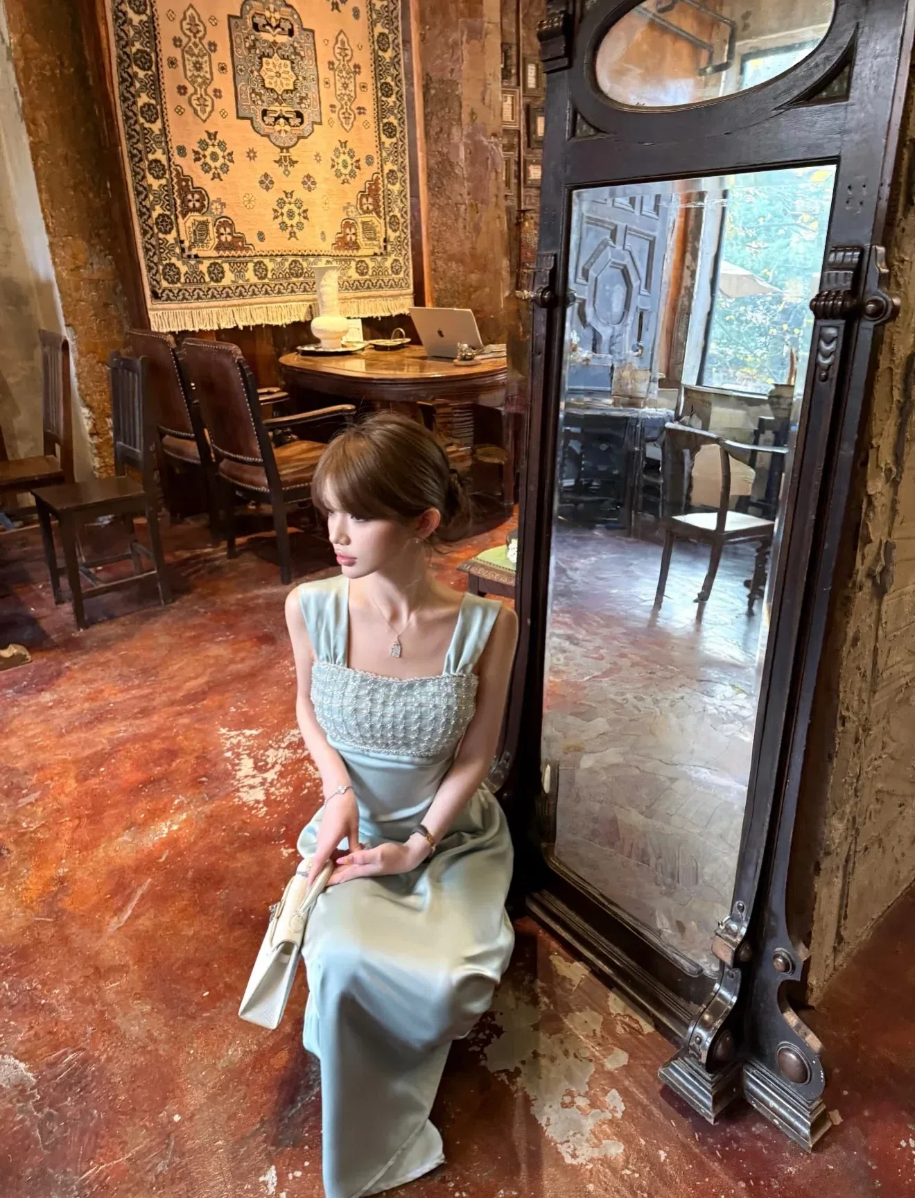 Siena Dress - Váy lụa xanh DX0012 11